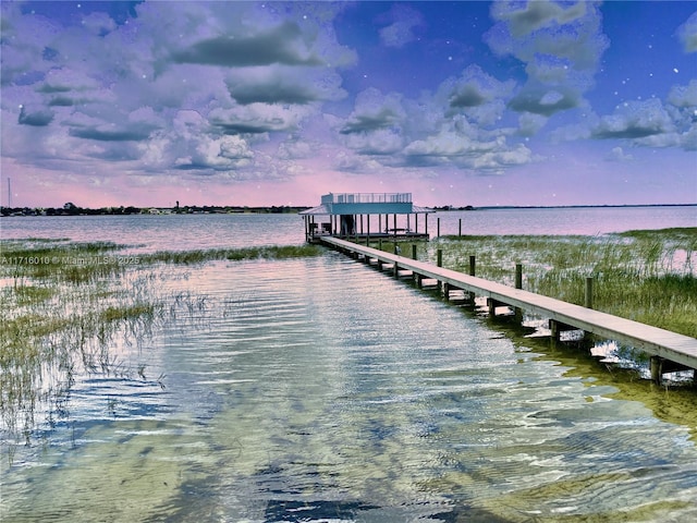 view of dock featuring a water view