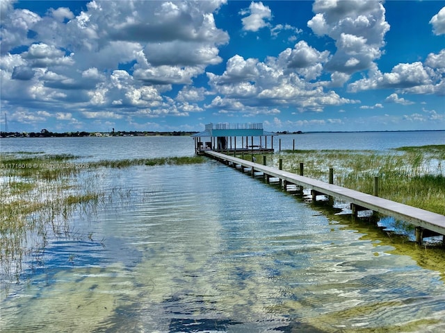 dock area featuring a water view