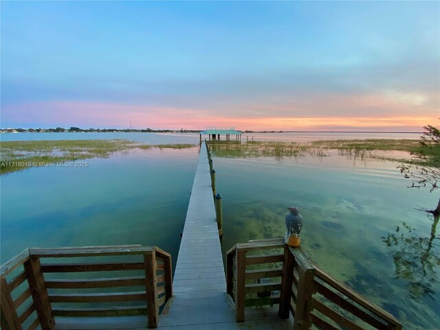 dock area featuring a water view