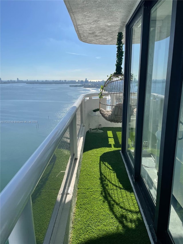 balcony with a water view