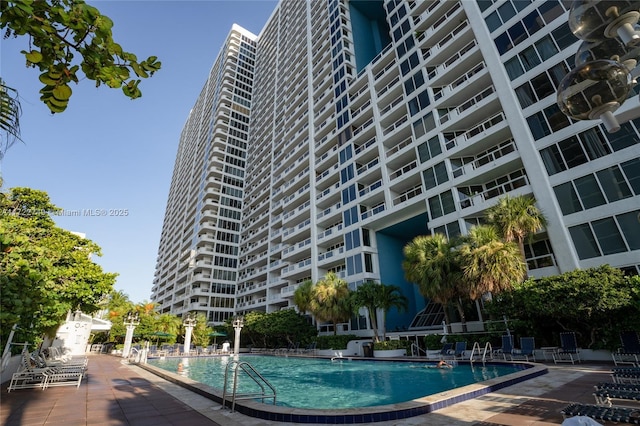 view of pool featuring a patio area