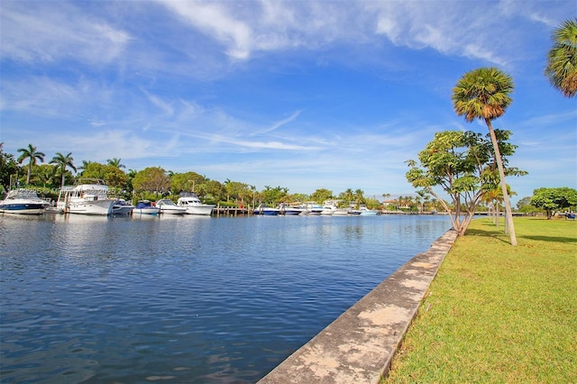 property view of water featuring a dock