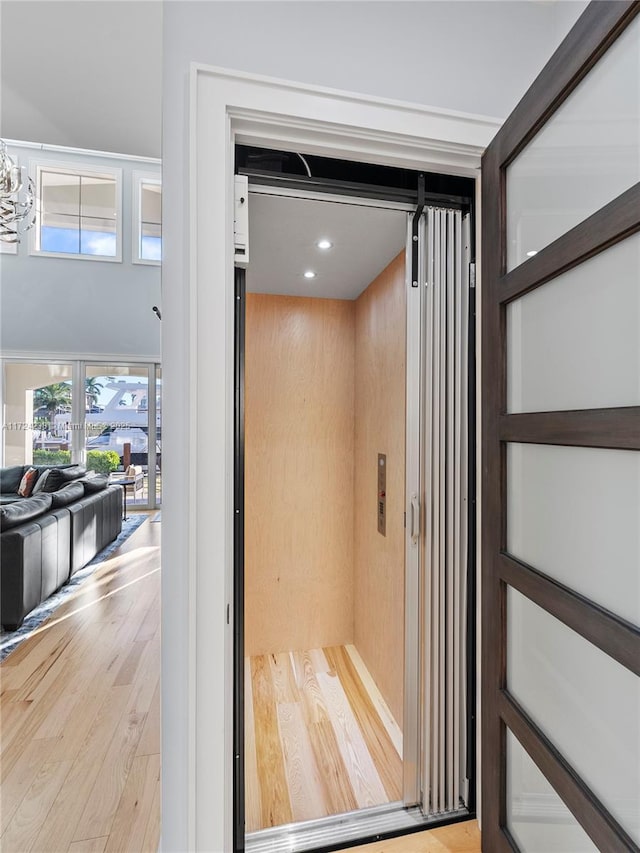 view of sauna / steam room featuring hardwood / wood-style floors