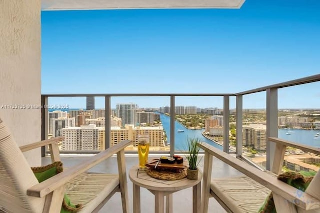 balcony with a water view