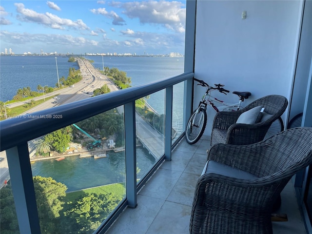 balcony with a water view