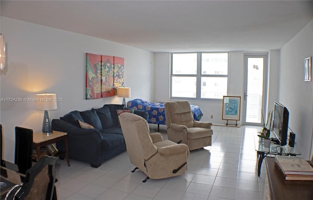 view of tiled living room