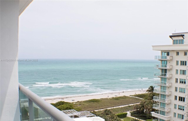 view of water feature featuring a view of the beach