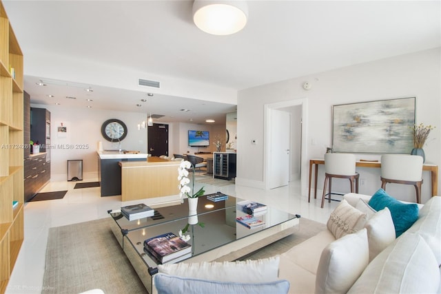 view of tiled living room