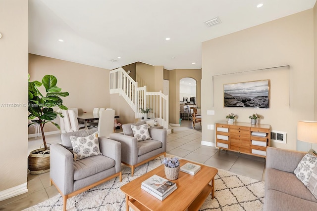 view of tiled living room