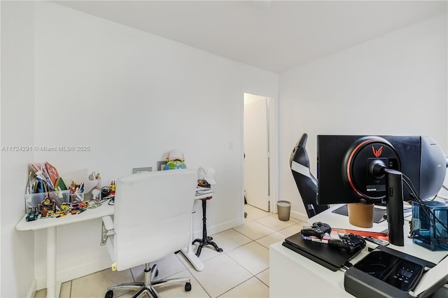 home office featuring light tile patterned floors