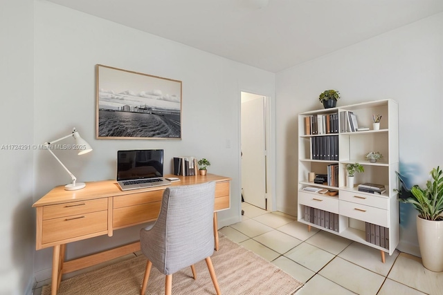 office with light tile patterned floors