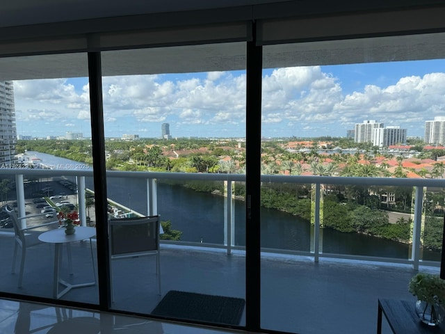 balcony with a water view