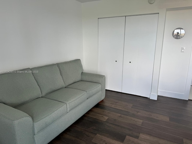 living room featuring dark hardwood / wood-style flooring