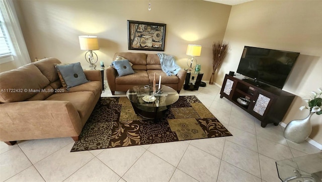 view of tiled living room