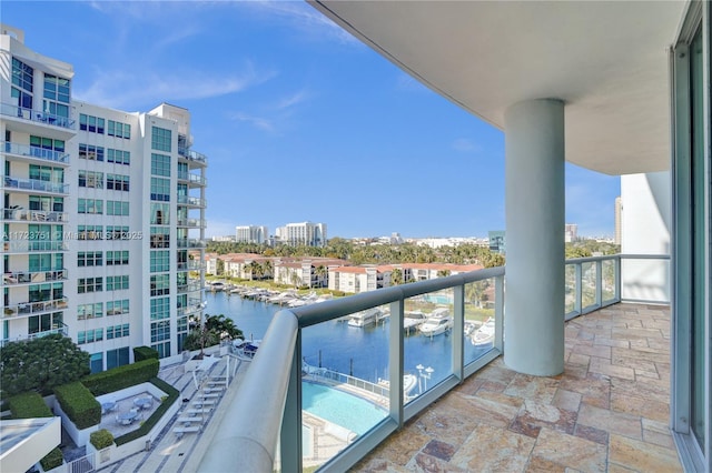 balcony with a water view