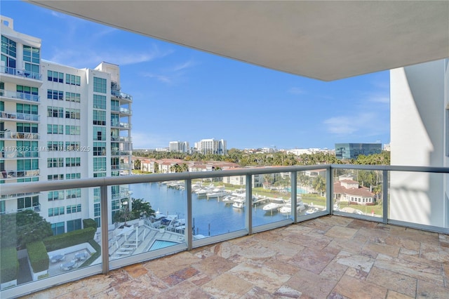 balcony with a water view