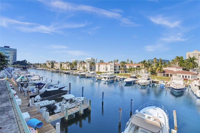 dock area featuring a water view