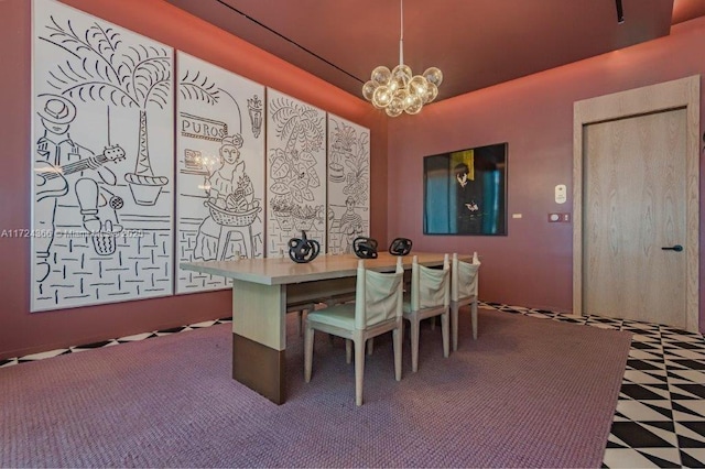 dining area with a notable chandelier