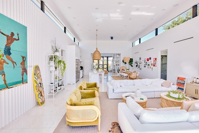 view of tiled living room