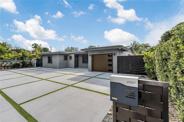 contemporary home with a garage