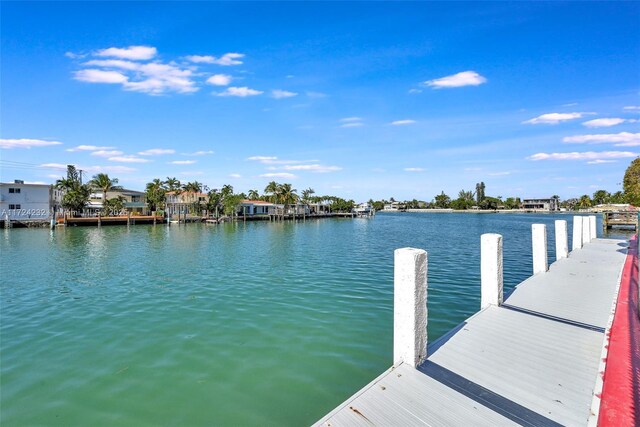 dock area featuring a water view