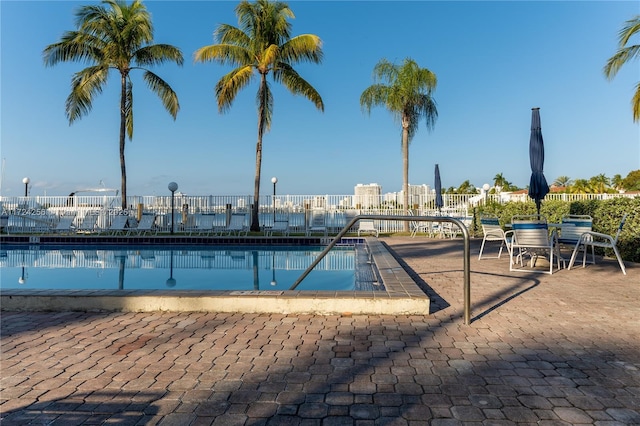 view of pool featuring a patio area