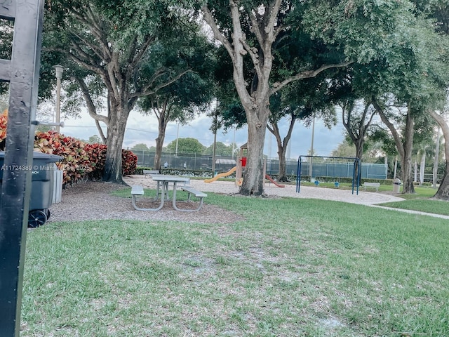 view of yard featuring a playground