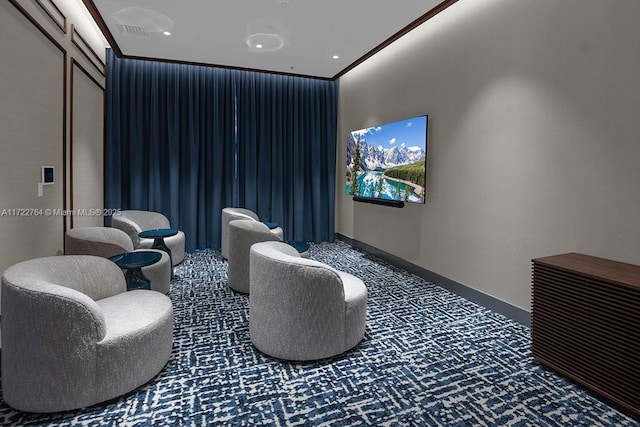 view of carpeted cinema room