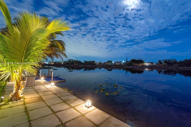 property view of water featuring a dock