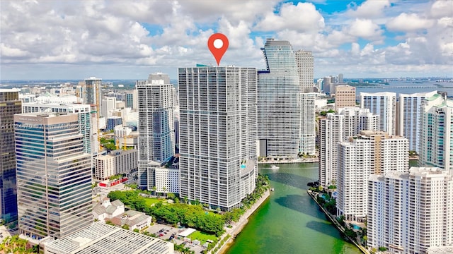 property's view of city with a water view