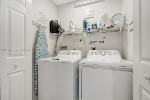 washroom with separate washer and dryer