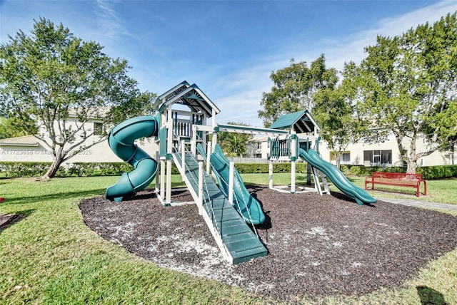 view of playground featuring a yard