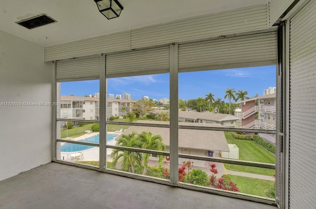 view of unfurnished sunroom