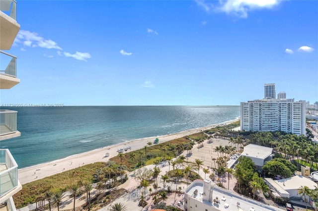 property view of water with a beach view