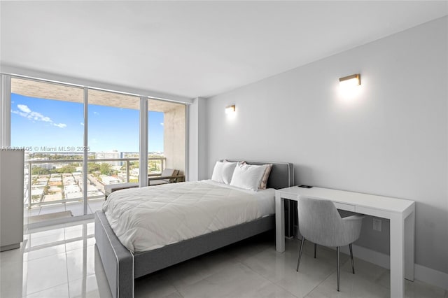 bedroom featuring floor to ceiling windows