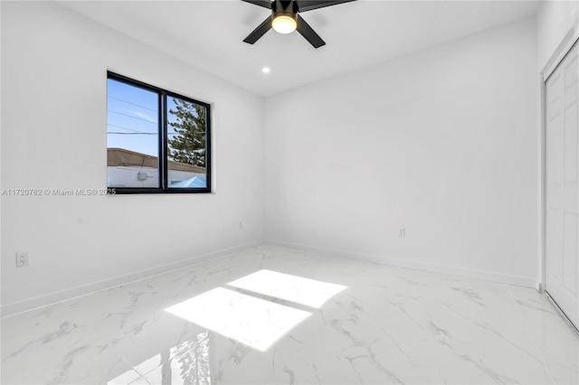 unfurnished room featuring ceiling fan