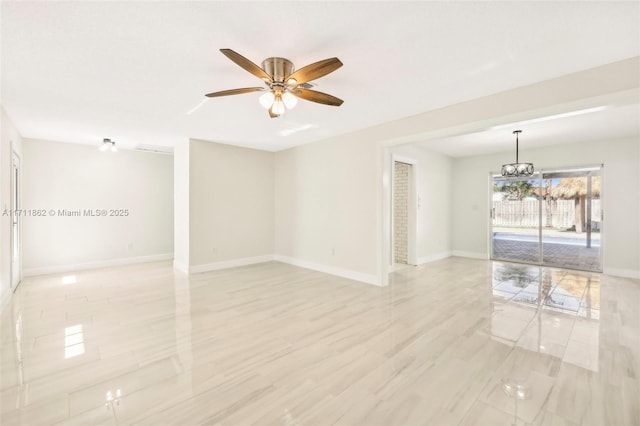 spare room featuring ceiling fan