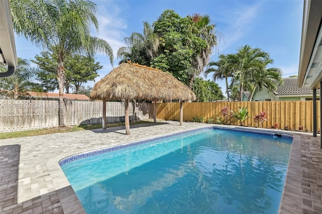 view of pool featuring a gazebo and a patio