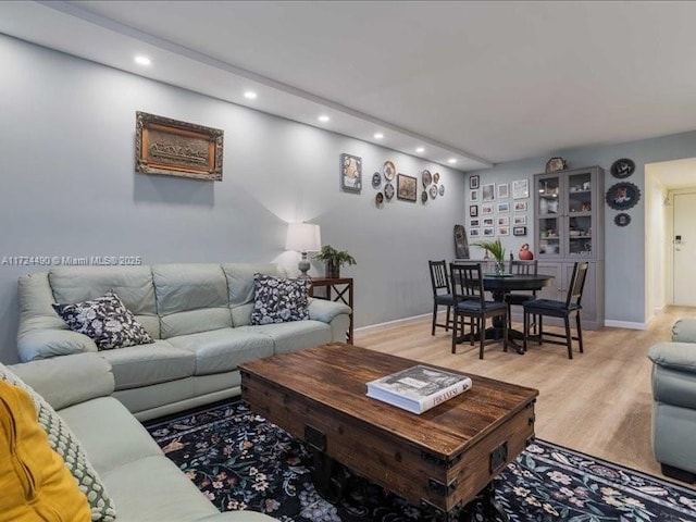 living room featuring light wood-type flooring