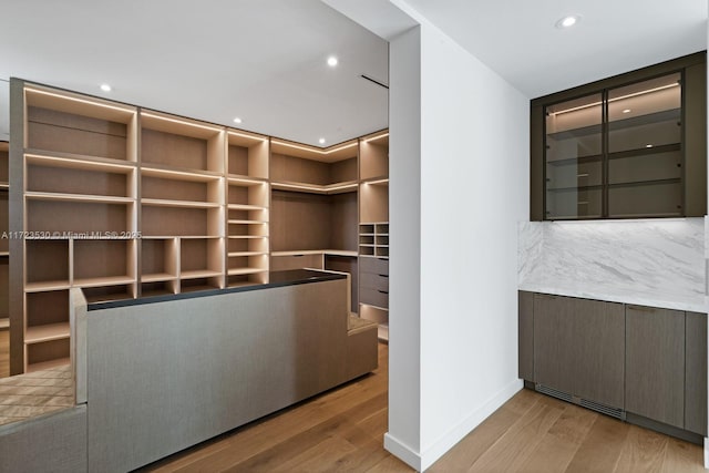 walk in closet with wood finished floors