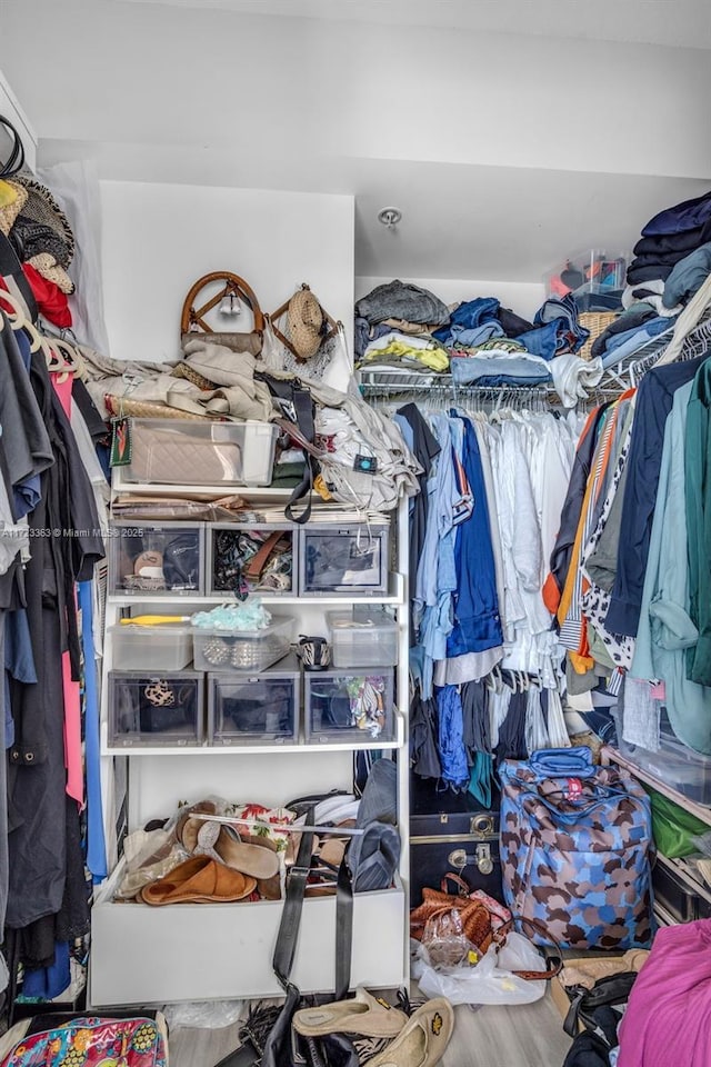 walk in closet featuring hardwood / wood-style flooring