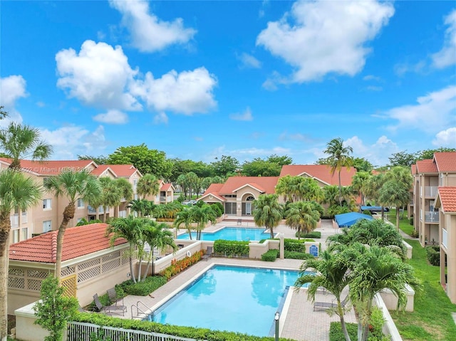 view of pool featuring a patio