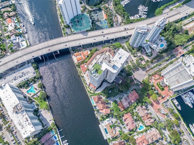 bird's eye view featuring a water view