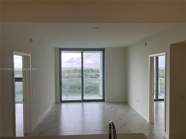 spare room featuring expansive windows