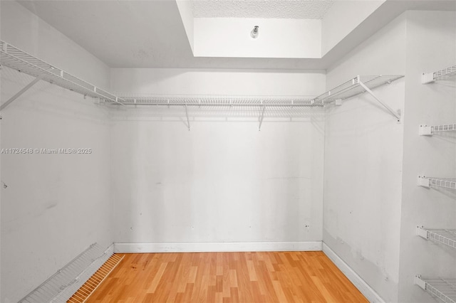 spacious closet featuring hardwood / wood-style flooring