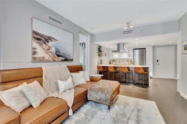 view of tiled living room