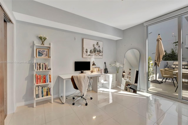 office with light tile patterned floors