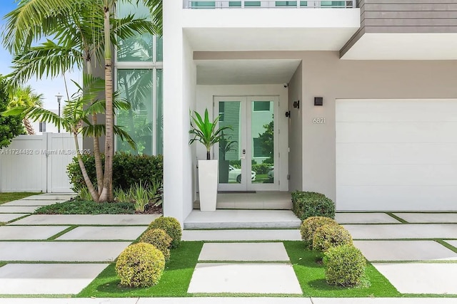 doorway to property featuring french doors