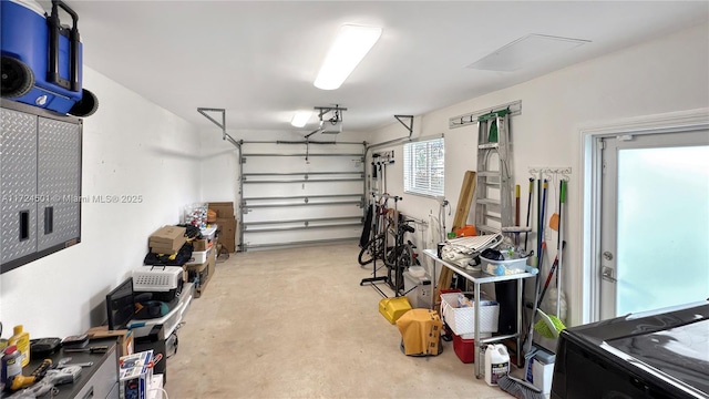 garage with a garage door opener