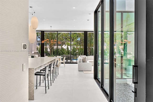 hallway featuring floor to ceiling windows and a wealth of natural light